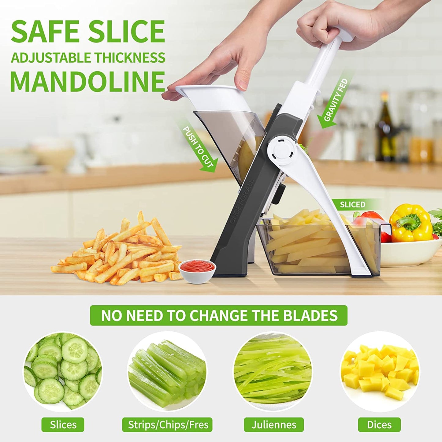 Multi-Function 4-in-1 Vegetable Cutter- Fast, Safe & Perfect Vegetable Cutting in Seconds